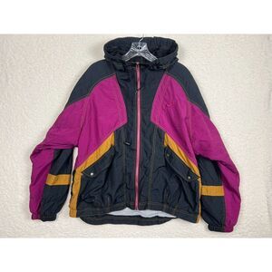 Vintage Nike Jacket Women Medium Full Zip Color Block Lined Windbreaker Full Zip